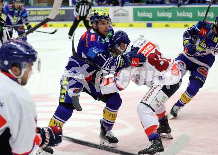 EBEL. Eishockey Bundesliga. VSV gegen HC TIWAG Innsbruck.   Coatta Max (VSV),  Mackin Corey (Innsbruck). Klagenfurt, 6.10.2024. 
Foto: Kuess
www.qspictures.net
---
pressefotos, pressefotografie, kuess, qs, qspictures, sport, bild, bilder, bilddatenbank