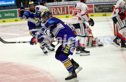 EBEL. Eishockey Bundesliga. VSV gegen HC TIWAG Innsbruck.    Torjubel Hughes John (VSV). Klagenfurt, 6.10.2024. 
Foto: Kuess
www.qspictures.net
---
pressefotos, pressefotografie, kuess, qs, qspictures, sport, bild, bilder, bilddatenbank