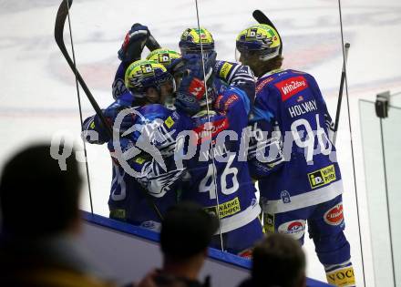 EBEL. Eishockey Bundesliga. VSV gegen HC TIWAG Innsbruck.   Torjubel (VSV). Klagenfurt, 6.10.2024. 
Foto: Kuess
www.qspictures.net
---
pressefotos, pressefotografie, kuess, qs, qspictures, sport, bild, bilder, bilddatenbank