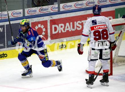 EBEL. Eishockey Bundesliga. VSV gegen HC TIWAG Innsbruck.  Torjubel Hancock Kevin  (VSV). Klagenfurt, 6.10.2024. 
Foto: Kuess
www.qspictures.net
---
pressefotos, pressefotografie, kuess, qs, qspictures, sport, bild, bilder, bilddatenbank