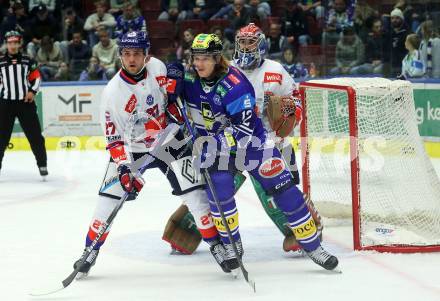 EBEL. Eishockey Bundesliga. VSV gegen HC TIWAG Innsbruck.  Pearson Chase  (VSV),  Krogsgaard Anders (Innsbruck). Klagenfurt, 6.10.2024. 
Foto: Kuess
www.qspictures.net
---
pressefotos, pressefotografie, kuess, qs, qspictures, sport, bild, bilder, bilddatenbank