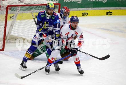 EBEL. Eishockey Bundesliga. VSV gegen HC TIWAG Innsbruck.  Rebernig Maximilian  (VSV), Krogsgaard Anders  (Innsbruck). Klagenfurt, 6.10.2024. 
Foto: Kuess
www.qspictures.net
---
pressefotos, pressefotografie, kuess, qs, qspictures, sport, bild, bilder, bilddatenbank