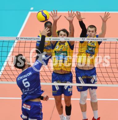 Volleyball CEV Cup. SK Sich/Dob gegen Lausanne. Henrique Adami, Jekabs Dzenis (Aich/Dob). Bleiburg, am 9.10.2024.
Foto: Kuess
---
pressefotos, pressefotografie, kuess, qs, qspictures, sport, bild, bilder, bilddatenbank