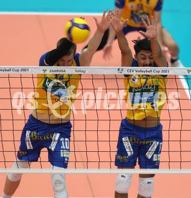 Volleyball CEV Cup. SK Sich/Dob gegen Lausanne. Jekabs Dzenis, Vitor Yudi Yamamoto Luciani (Aich/Dob). Bleiburg, am 9.10.2024.
Foto: Kuess
---
pressefotos, pressefotografie, kuess, qs, qspictures, sport, bild, bilder, bilddatenbank