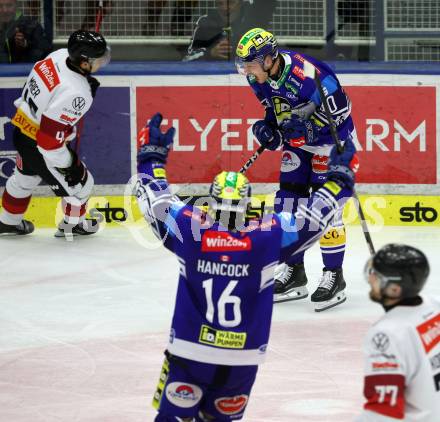 Eishockey ICE Bundesliga. VSV gegen Pioneers Vorarlberg. Torjubel Elias Jeronimo Wallenta  (VSV)). Villach, am 11.10.2024.
Foto: Kuess
---
pressefotos, pressefotografie, kuess, qs, qspictures, sport, bild, bilder, bilddatenbank