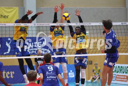 Volleyball CEV Cup. SK Sich/Dob gegen Lausanne. Carlos Yoandrys Charles Santana, Jekabs Dzenis, Bryan Camino Martinez (Aich/Dob). Bleiburg, am 9.10.2024.
Foto: Kuess
---
pressefotos, pressefotografie, kuess, qs, qspictures, sport, bild, bilder, bilddatenbank