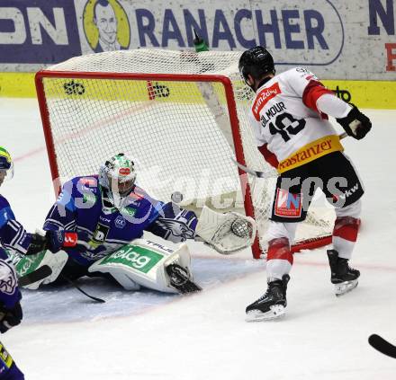 Eishockey ICE Bundesliga. VSV gegen Pioneers Vorarlberg. Philipp Lindner, Jean Philippe Lamoureux (VSV), Brady Gilmour (Vorarlberg). Villach, am 11.10.2024.
Foto: Kuess
---
pressefotos, pressefotografie, kuess, qs, qspictures, sport, bild, bilder, bilddatenbank