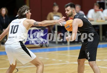 Basketball 2. Bundesliga 2024/25. Grunddurchgang 3. Runde.. Woerthersee Piraten gegen  Raiders Tirol. Marin Sliskovic (Piraten), Thomas Pirchner   (Tirol).  Klagenfurt, am 12.10.2024.
Foto: Kuess
---
pressefotos, pressefotografie, kuess, qs, qspictures, sport, bild, bilder, bilddatenbank