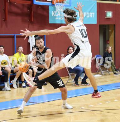 Basketball 2. Liga 2024/2025. Grunddurchgang 3. Runde. Woerthersee Piraten gegen Raiders Tirol. Marin Sliskovic  (Piraten), Thomas Pirchner   (Tirol). Klagenfurt, am 12.10.2024.
Foto: Kuess


---
pressefotos, pressefotografie, kuess, qs, qspictures, sport, bild, bilder, bilddatenbank