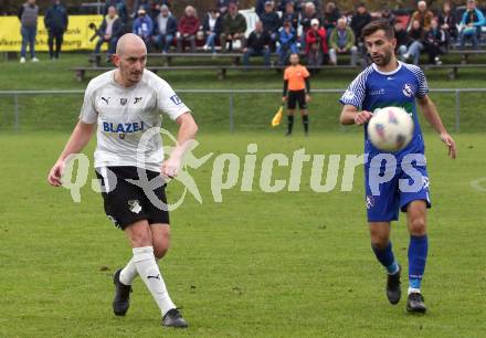 Fussball KÃ¤rntner Liga. Bleiburg gegen Dellach/Gail.  Nikola Tolimir (Bleiburg),   Samir Nuhanovic (Dellach).  Bleiburg, am 19.10.2024.
Foto: Kuess
---
pressefotos, pressefotografie, kuess, qs, qspictures, sport, bild, bilder, bilddatenbank