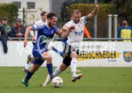 Fussball KÃ¤rntner Liga. Bleiburg gegen Dellach/Gail. Patrick Paul Oswaldi   (Bleiburg), Maximilian Wastian (Dellach).  Bleiburg, am 19.10.2024.
Foto: Kuess
---
pressefotos, pressefotografie, kuess, qs, qspictures, sport, bild, bilder, bilddatenbank