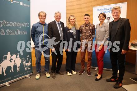 Spitzensport und Studium. Thomas Brandauer, LH Peter Kaiser, Lea Bostjancic (Leichtathletik), Martin Messner (Radsport), Angelika Wiegele, Arno Arthofer. Klagenfurt, am 16.10.2024.
Foto: Kuess
www.qspictures.net
---
pressefotos, pressefotografie, kuess, qs, qspictures, sport, bild, bilder, bilddatenbank