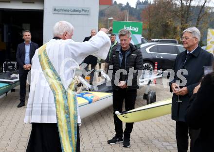 Rudern. Ehrung Magdalena und Katharina Lobnig. Segnung der Boote.  Arno Arthofer, LH Peter Kaiser. Voelkermarkt, am 19.10.2024.
Foto: Kuess
---
pressefotos, pressefotografie, kuess, qs, qspictures, sport, bild, bilder, bilddatenbank