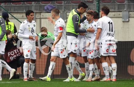 Fussball Bundesliga.  SK Austria Klagenfurt gegen Austria Wien . Torjubel Andreas Gruber  (Wien). Klagenfurt, am 20.10.2024.
Foto: Kuess
www.qspictures.net
---
pressefotos, pressefotografie, kuess, qs, qspictures, sport, bild, bilder, bilddatenbank