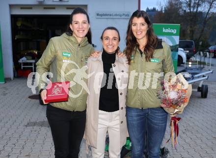 Rudern. Ehrung Magdalena und Katharina Lobnig. Katharina Lobnig, Lara Vadlau, Magdalena Lobnig. VÃ¶lkermarkt, am 19.10.2024.
Foto: Kuess
---
pressefotos, pressefotografie, kuess, qs, qspictures, sport, bild, bilder, bilddatenbank