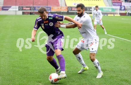 Fussball Bundesliga.  SK Austria Klagenfurt gegen Austria Wien .  Christopher Wernitznig,  (Klagenfurt),  Lucas Galvao Da Costa Souza (Wien). Klagenfurt, am 20.10.2024.
Foto: Kuess
www.qspictures.net
---
pressefotos, pressefotografie, kuess, qs, qspictures, sport, bild, bilder, bilddatenbank