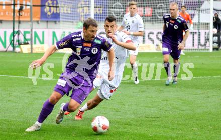 Fussball Bundesliga.  SK Austria Klagenfurt gegen Austria Wien .  Christopher Wernitznig,  (Klagenfurt), Manfred Fischer  (Wien). Klagenfurt, am 20.10.2024.
Foto: Kuess
www.qspictures.net
---
pressefotos, pressefotografie, kuess, qs, qspictures, sport, bild, bilder, bilddatenbank