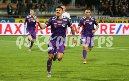 Fussball OEFB Cup. WAC gegen SK Austria Klagenfurt.  Torjubel David Toshevski  (Austria Klagenfurt). Wolfsberg, am 30.10.2024.
Foto: Kuess
www.qspictures.net
---
pressefotos, pressefotografie, kuess, qs, qspictures, sport, bild, bilder, bilddatenbank