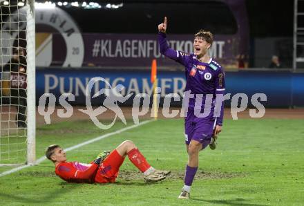 Fussball OEFB Cup. WAC gegen SK Austria Klagenfurt.    Torjubel Jannik Robatsch (Austria Klagenfurt). Wolfsberg, am 30.10.2024.
Foto: Kuess
www.qspictures.net
---
pressefotos, pressefotografie, kuess, qs, qspictures, sport, bild, bilder, bilddatenbank