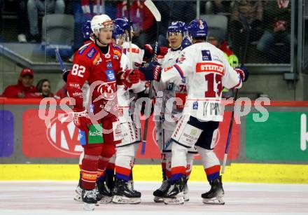 Eishockey Bundesliga. KAC gegen Innsbruck. Torjubel  (Innsbruck). Klagenfurt, am 1.11.2024.
Foto: Kuess
---
pressefotos, pressefotografie, kuess, qs, qspictures, sport, bild, bilder, bilddatenbank