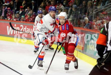 Eishockey Bundesliga. KAC gegen Innsbruck. Matthew Fraser (KAC), Nicholas Welsh (Innsbruck). Klagenfurt, am 1.11.2024.
Foto: Kuess
---
pressefotos, pressefotografie, kuess, qs, qspictures, sport, bild, bilder, bilddatenbank