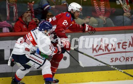 Eishockey Bundesliga. KAC gegen Innsbruck. Thomas Hundertpfund (KAC), Nicholas Welsh (Innsbruck). Klagenfurt, am 1.11.2024.
Foto: Kuess
---
pressefotos, pressefotografie, kuess, qs, qspictures, sport, bild, bilder, bilddatenbank