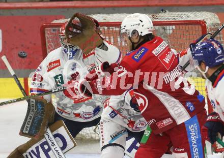 Eishockey Bundesliga. KAC gegen Innsbruck. Thomas Hunderpfund (KAC), Evan Buitenhuis (Innsbruck). Klagenfurt, am 1.11.2024.
Foto: Kuess
---
pressefotos, pressefotografie, kuess, qs, qspictures, sport, bild, bilder, bilddatenbank