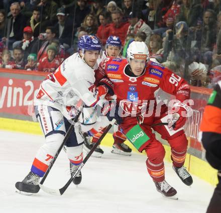 Eishockey Bundesliga. KAC gegen Innsbruck. Matthew Fraser (KAC), Nicholas Welsh (Innsbruck). Klagenfurt, am 1.11.2024.
Foto: Kuess
---
pressefotos, pressefotografie, kuess, qs, qspictures, sport, bild, bilder, bilddatenbank