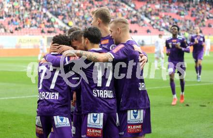 Fussball Bundesliga.  Austria Klagenfurt gegen WAC.  Torjubel Ben Bobzien (Austria Klagenfurt).  Klagenfurt, am 3.11.2024.
Foto: Kuess
www.qspictures.net
---
pressefotos, pressefotografie, kuess, qs, qspictures, sport, bild, bilder, bilddatenbank