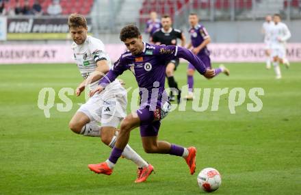 Fussball Bundesliga.  Austria Klagenfurt gegen WAC.  Ben Bobzien, (Austria Klagenfurt),  Dominik Baumgartner  (WAC). Klagenfurt, am 3.11.2024.
Foto: Kuess
www.qspictures.net
---
pressefotos, pressefotografie, kuess, qs, qspictures, sport, bild, bilder, bilddatenbank