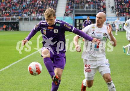 Fussball Bundesliga.  Austria Klagenfurt gegen WAC.  Nicolas Binder, (Austria Klagenfurt),  Nicolas Wimmer  (WAC). Klagenfurt, am 3.11.2024.
Foto: Kuess
www.qspictures.net
---
pressefotos, pressefotografie, kuess, qs, qspictures, sport, bild, bilder, bilddatenbank