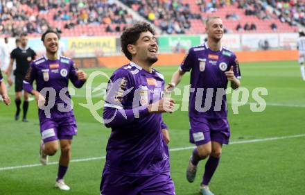 Fussball Bundesliga.  Austria Klagenfurt gegen WAC. Torjubel Ben Bobzien  (Austria Klagenfurt).  Klagenfurt, am 3.11.2024.
Foto: Kuess
www.qspictures.net
---
pressefotos, pressefotografie, kuess, qs, qspictures, sport, bild, bilder, bilddatenbank