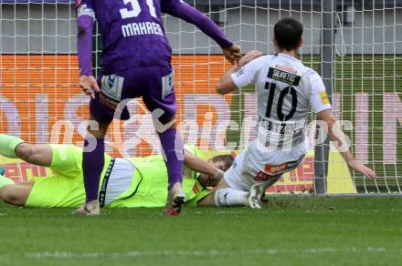 Fussball Bundesliga.  Austria Klagenfurt gegen WAC.  Simon Spari,  (Austria Klagenfurt), Thomas Sabitzer  (WAC). Klagenfurt, am 3.11.2024.
Foto: Kuess
www.qspictures.net
---
pressefotos, pressefotografie, kuess, qs, qspictures, sport, bild, bilder, bilddatenbank