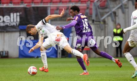 Fussball Bundesliga. SK Austria Klagenfurt gegen WAC.. Dikeni-Rafid Salifou (Austria Klagenfurt), Dominik Baumgartner (WAC). Klagenfurt, am 3.11.2024
Foto: Kuess
---
pressefotos, pressefotografie, kuess, qs, qspictures, sport, bild, bilder, bilddatenbank