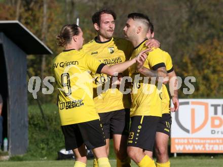 Fussball 1. Klasse D. Griffen gegen Bad St. Leonhard. Torjubel Adrian Lippnig, Christopher Sauerschnig, Pascal Bierbaumer (Griffen). Griffen, am 2.11.2024.
Foto: Kuess
---
pressefotos, pressefotografie, kuess, qs, qspictures, sport, bild, bilder, bilddatenbank