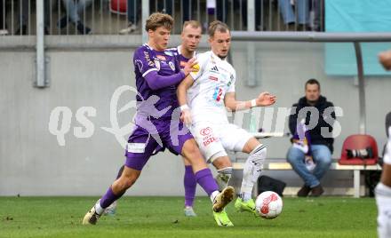 Fussball Bundesliga. SK Austria Klagenfurt gegen WAC.. Jannik Robatsch  (Austria Klagenfurt), Angelo Gattermayer (WAC). Klagenfurt, am 3.11.2024
Foto: Kuess
---
pressefotos, pressefotografie, kuess, qs, qspictures, sport, bild, bilder, bilddatenbank