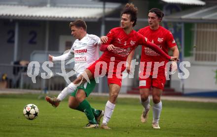 Fussball Kaerntner Liga. KAC gegen Donau.  Nino Martinak  (KAC),   Luka Cerar (Donau). Klagenfurt, am 9.11.2024.
Foto: Kuess
www.qspictures.net
---
pressefotos, pressefotografie, kuess, qs, qspictures, sport, bild, bilder, bilddatenbank