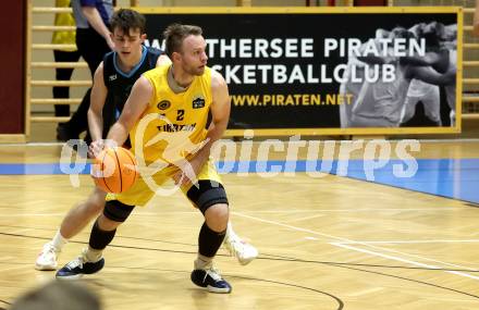 Basketball 2. Liga 2024/2025. Grunddurchgang 7. Runde. Woerthersee Piraten gegen Vienna Timberwolves.  Tim Huber (Piraten),  Klagenfurt, am 9.11.2024.
Foto: Kuess


---
pressefotos, pressefotografie, kuess, qs, qspictures, sport, bild, bilder, bilddatenbank