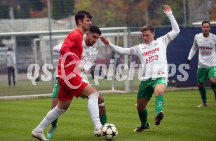 Fussball Kaerntner Liga. KAC gegen Donau.   Mihret Topcagic (KAC),  Luka Cerar  (Donau). Klagenfurt, am 9.11.2024.
Foto: Kuess
www.qspictures.net
---
pressefotos, pressefotografie, kuess, qs, qspictures, sport, bild, bilder, bilddatenbank