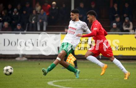 Fussball Kaerntner Liga. KAC gegen Donau.  Amir Mohammadi  (KAC),  Androw Ibrahim  (Donau). Klagenfurt, am 9.11.2024.
Foto: Kuess
www.qspictures.net
---
pressefotos, pressefotografie, kuess, qs, qspictures, sport, bild, bilder, bilddatenbank