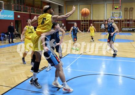 Basketball 2. Liga 2024/2025. Grunddurchgang 7. Runde. Woerthersee Piraten gegen Vienna Timberwolves.  Shawn L. Ray (Piraten),   Jakob Konzet (Vienna). Klagenfurt, am 9.11.2024.
Foto: Kuess


---
pressefotos, pressefotografie, kuess, qs, qspictures, sport, bild, bilder, bilddatenbank