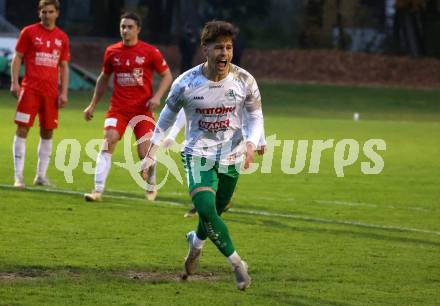 Fussball Kaerntner Liga. KAC gegen Donau. Torjubel Maximilian Gert Rupitsch   (Donau). Klagenfurt, am 9.11.2024.
Foto: Kuess
www.qspictures.net
---
pressefotos, pressefotografie, kuess, qs, qspictures, sport, bild, bilder, bilddatenbank