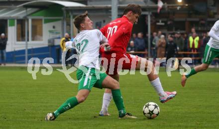 Fussball Kaerntner Liga. KAC gegen Donau.  Jonas Pruenster  (KAC),  Luka Cerar (Donau). Klagenfurt, am 9.11.2024.
Foto: Kuess
www.qspictures.net
---
pressefotos, pressefotografie, kuess, qs, qspictures, sport, bild, bilder, bilddatenbank