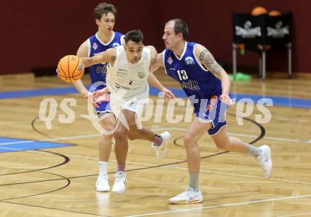 Basketball 2. Liga 2024/2025. Grunddurchgang 8. Runde. KOS Celovec gegen Kufstein Towers.    Mauro Gerszke (KOS),  Fabio Thaler (Kufstein). Klagenfurt, am 16.11.2024.
Foto: Kuess


---
pressefotos, pressefotografie, kuess, qs, qspictures, sport, bild, bilder, bilddatenbank