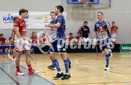 Floorball Derby KAC  gegen VSV Unihockey.   Torjubel Schmid Timo, Seiser Philipp  (VSV). Klagenfurt, am 16.11.2024.
Foto: Kuess
www.qspictures.net
---
pressefotos, pressefotografie, kuess, qs, qspictures, sport, bild, bilder, bilddatenbank