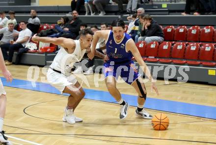 Basketball 2. Liga 2024/2025. Grunddurchgang 8. Runde. KOS Celovec gegen Kufstein Towers.   Mauro Gerszke (KOS),  Aleksander Mlodianovski (Kufstein). Klagenfurt, am 16.11.2024.
Foto: Kuess


---
pressefotos, pressefotografie, kuess, qs, qspictures, sport, bild, bilder, bilddatenbank