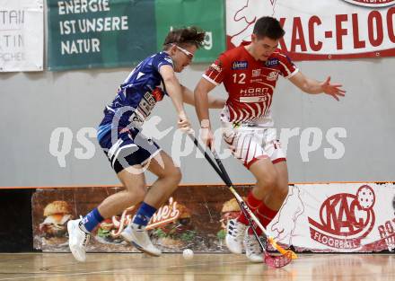 Floorball Derby KAC  gegen VSV Unihockey.  Apold Alexander  (KAC),   Rainer Jakob (VSV). Klagenfurt, am 16.11.2024.
Foto: Kuess
www.qspictures.net
---
pressefotos, pressefotografie, kuess, qs, qspictures, sport, bild, bilder, bilddatenbank