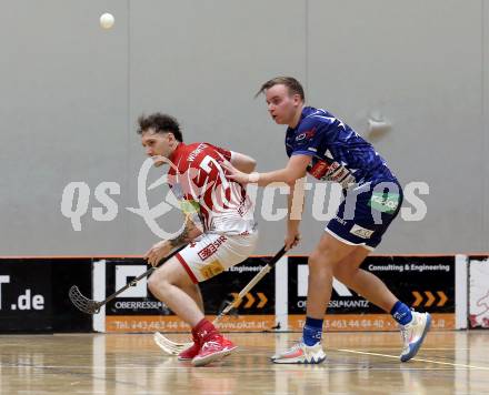 Floorball Derby KAC  gegen VSV Unihockey.  Wurmitzer Luca  (KAC),   Blazic Jan (VSV). Klagenfurt, am 16.11.2024.
Foto: Kuess
www.qspictures.net
---
pressefotos, pressefotografie, kuess, qs, qspictures, sport, bild, bilder, bilddatenbank