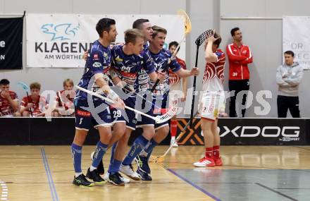 Floorball Derby KAC  gegen VSV Unihockey.   Torjubel Schmid Timo, Brajic Anze, Seiser Philipp, Kronig Kilian  (VSV). Klagenfurt, am 16.11.2024.
Foto: Kuess
www.qspictures.net
---
pressefotos, pressefotografie, kuess, qs, qspictures, sport, bild, bilder, bilddatenbank