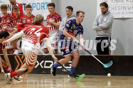 Floorball Derby KAC  gegen VSV Unihockey.   Fina Pascual (KAC),  Brajic Anze  (VSV). Klagenfurt, am 16.11.2024.
Foto: Kuess
www.qspictures.net
---
pressefotos, pressefotografie, kuess, qs, qspictures, sport, bild, bilder, bilddatenbank